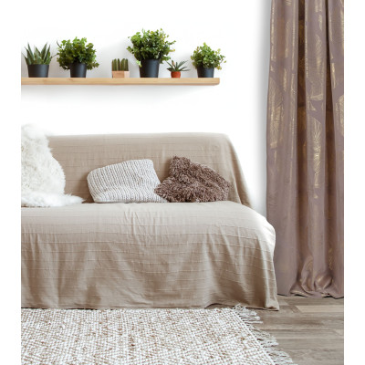 Zasłona z taśmą GREAT CHIC 135x300 beż/zło